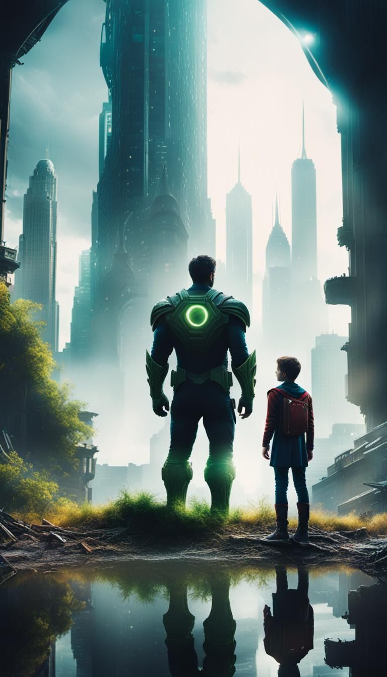 Superheroes and Monster Dividing Two Cities