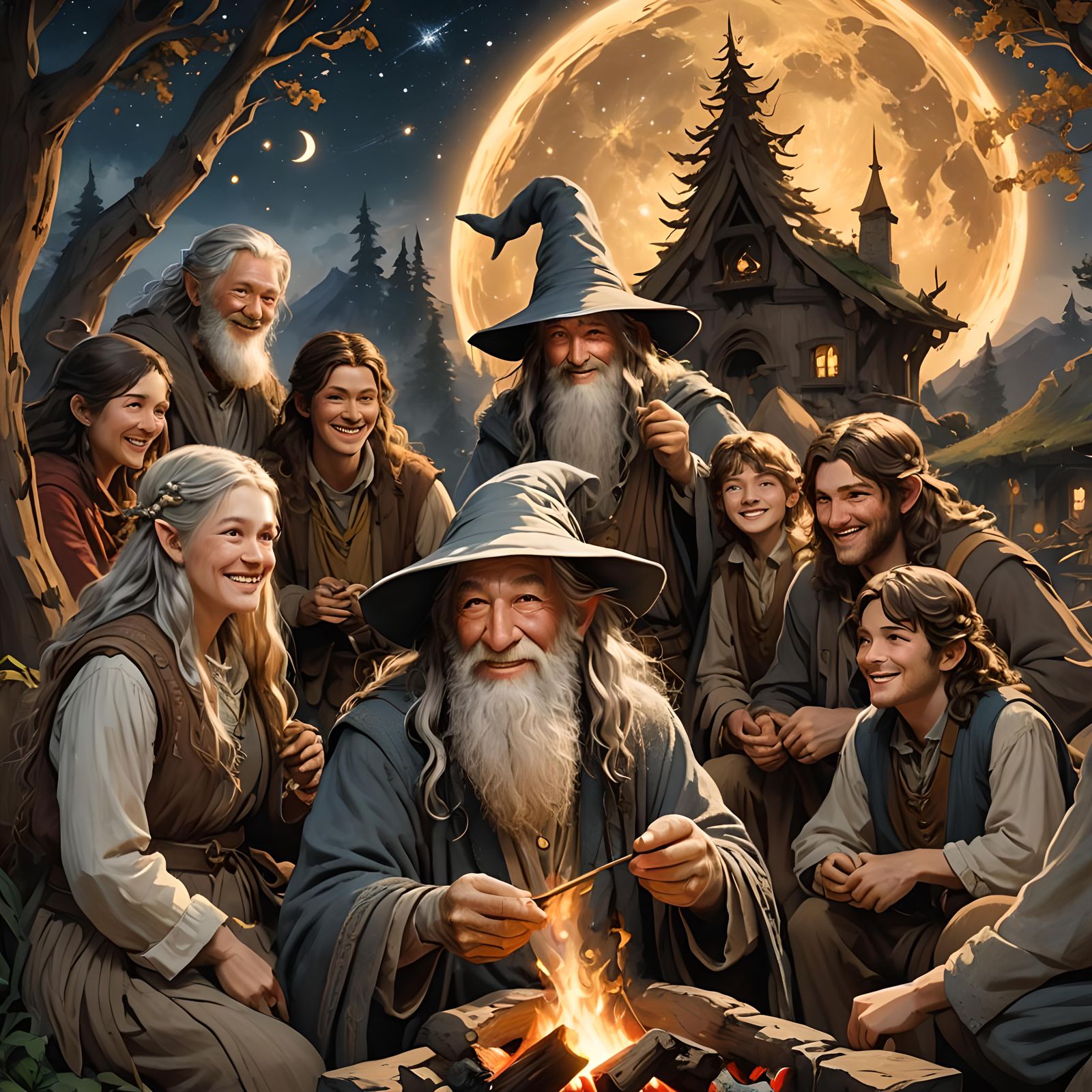 Gandalf and Hobbit Family Portrait
