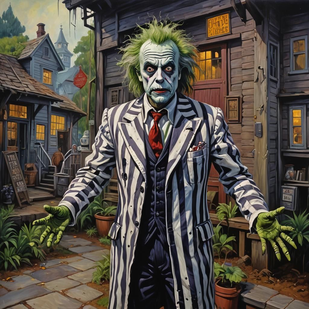 Beetlejuice Portrait in Oil Painting Style