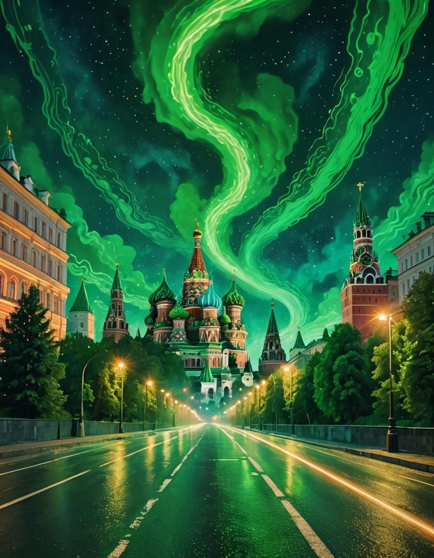 Surreal Astral Road to the Kremlin Illustration