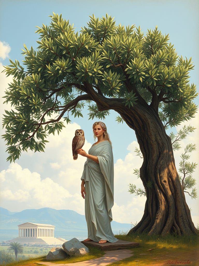 Athena with Owl, in Classical Greek Style