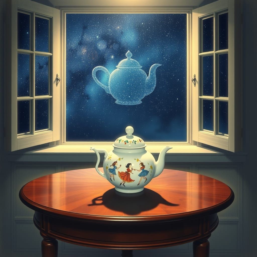 Celestial Teapot Dreams in Magical Realism Style