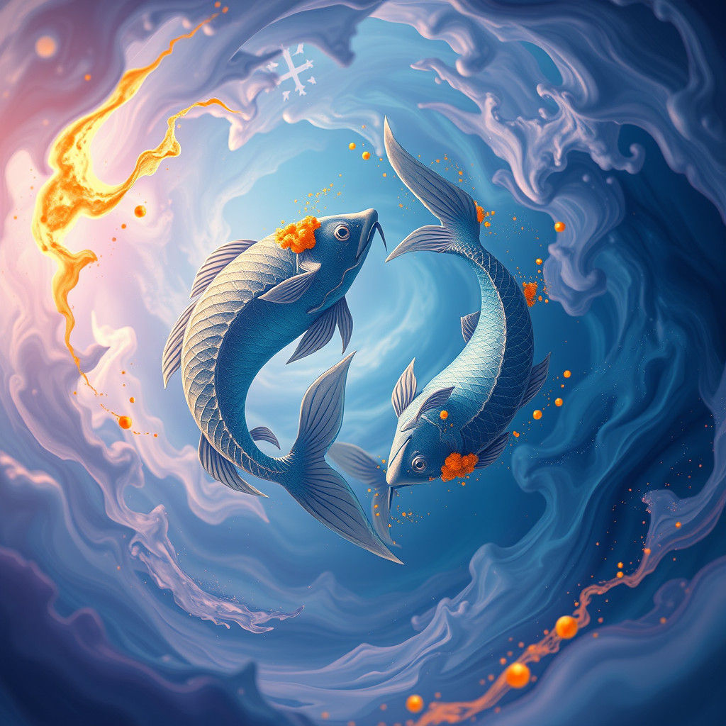 Dreamlike Pisces in Ethereal Vortex of Color