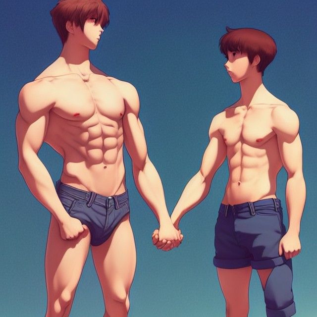 Cute Gay Couple in Ghibli Art Style