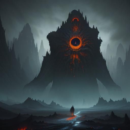 Colossal Stalactite Creature in Dark Fantasy Style