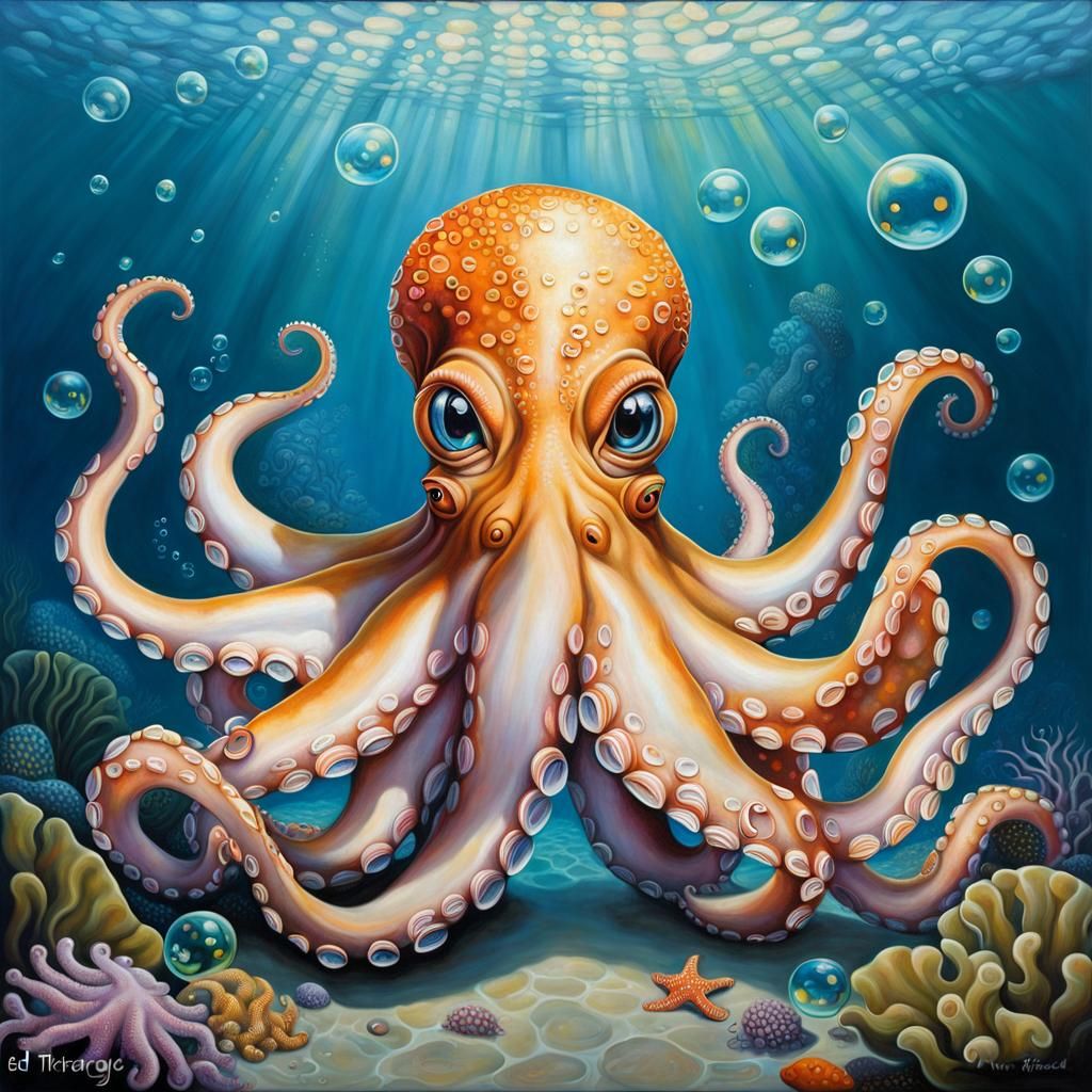 Shy Octopus Portrait in Academic Art Style