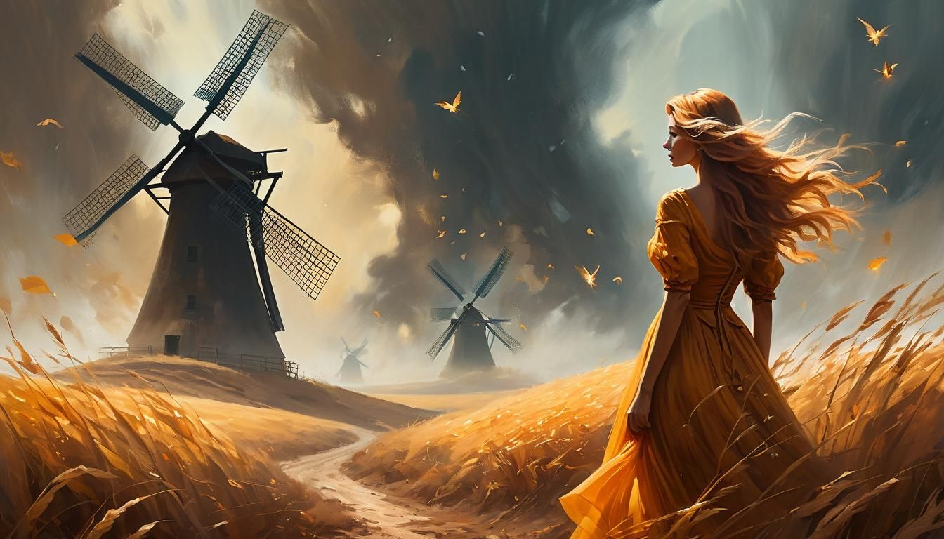 Dreamy Landscape with Woman in Surrealist Style