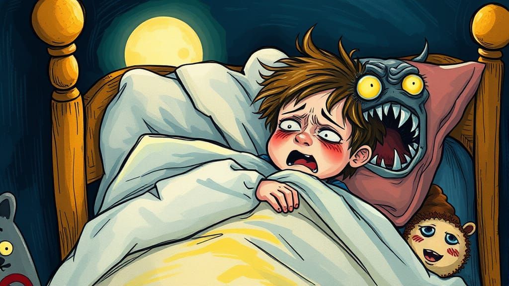 Fearsome Monster Lurks Beneath the Bed in Whimsical Illustra...