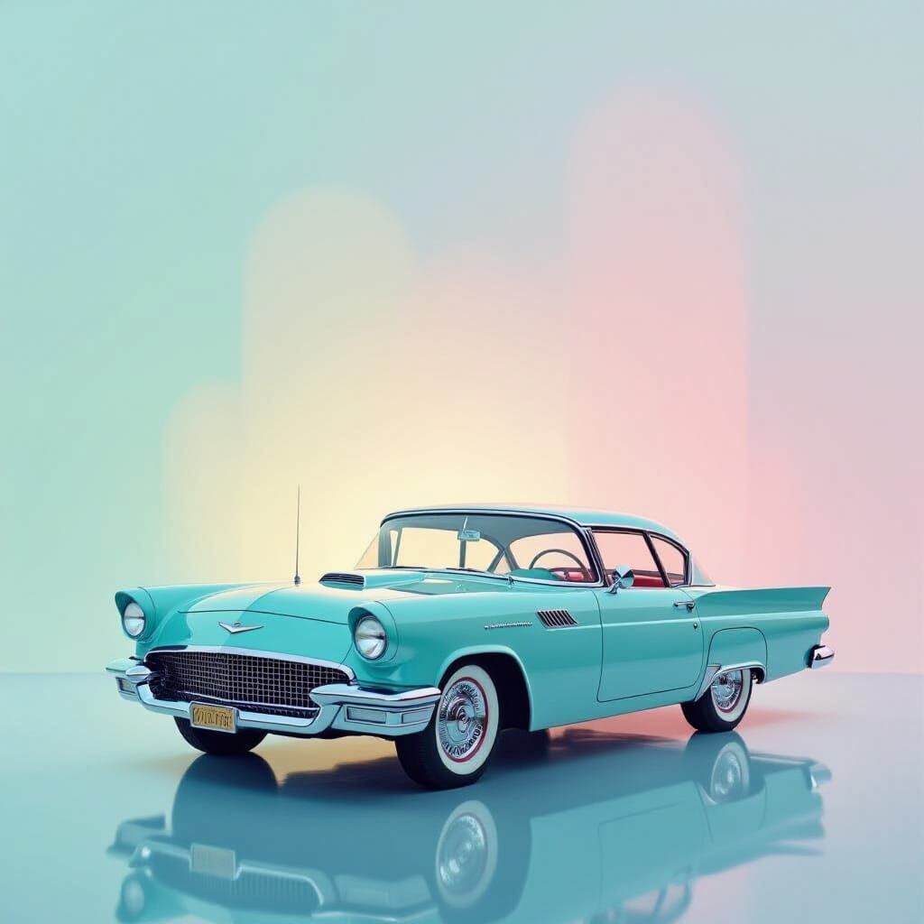 Ethereal Car in Minimalist 60s Style