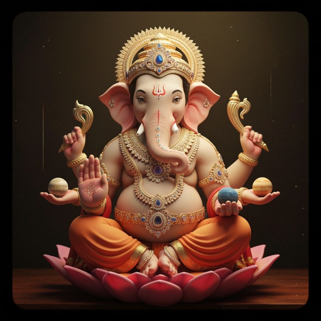Ganesha with Planets: Hyper-Realistic Cinematic Image
