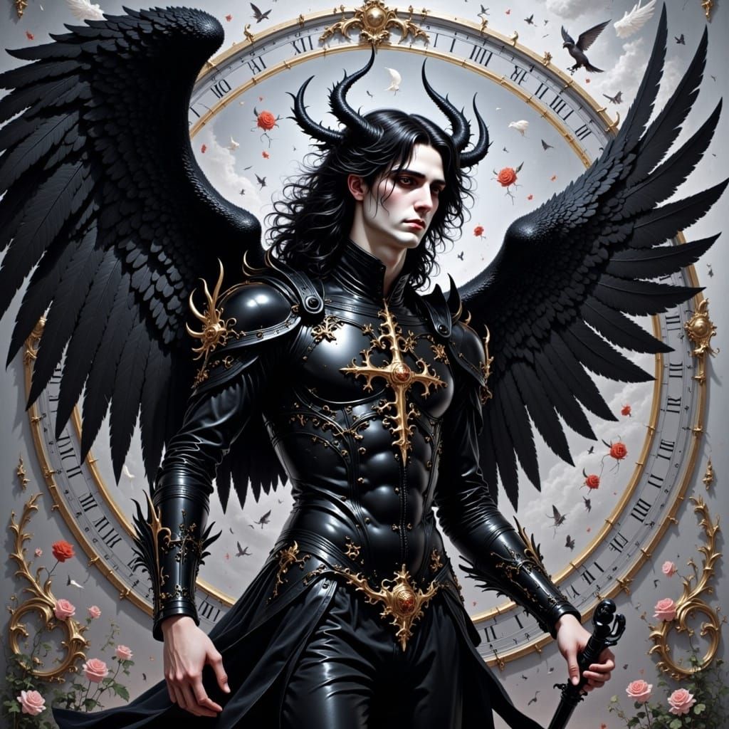 Wings of Shadow in Stylized Dark Aesthetic