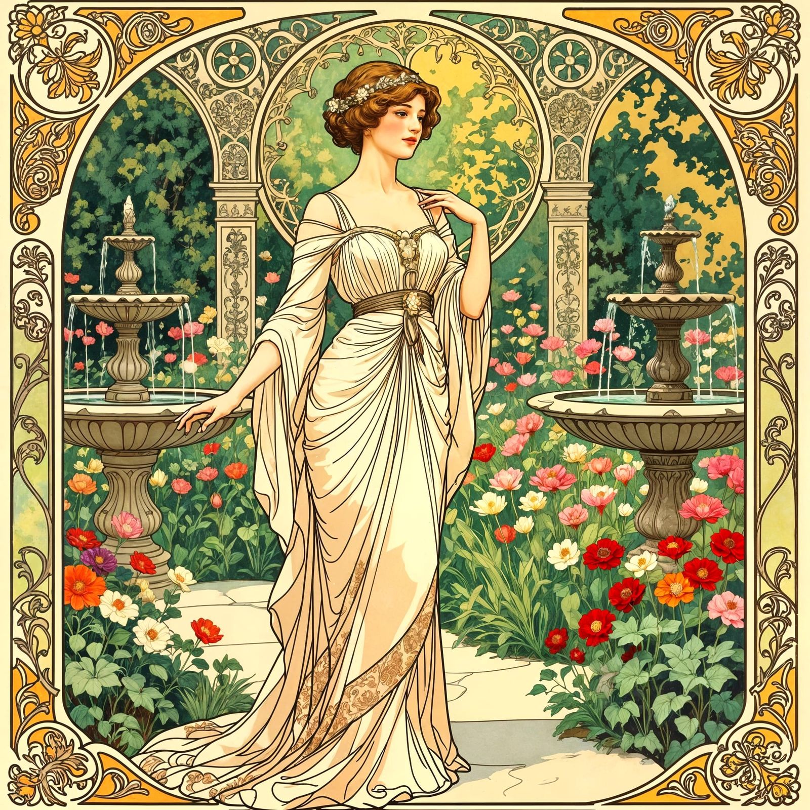 Beautiful Vintage Photochromolithograph Print