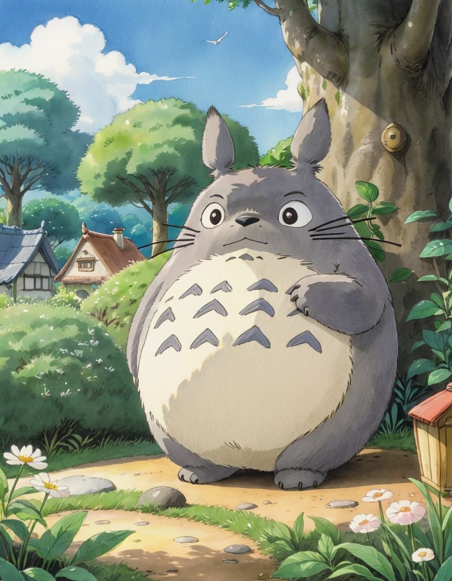 Whimsical Totoro in Watercolour