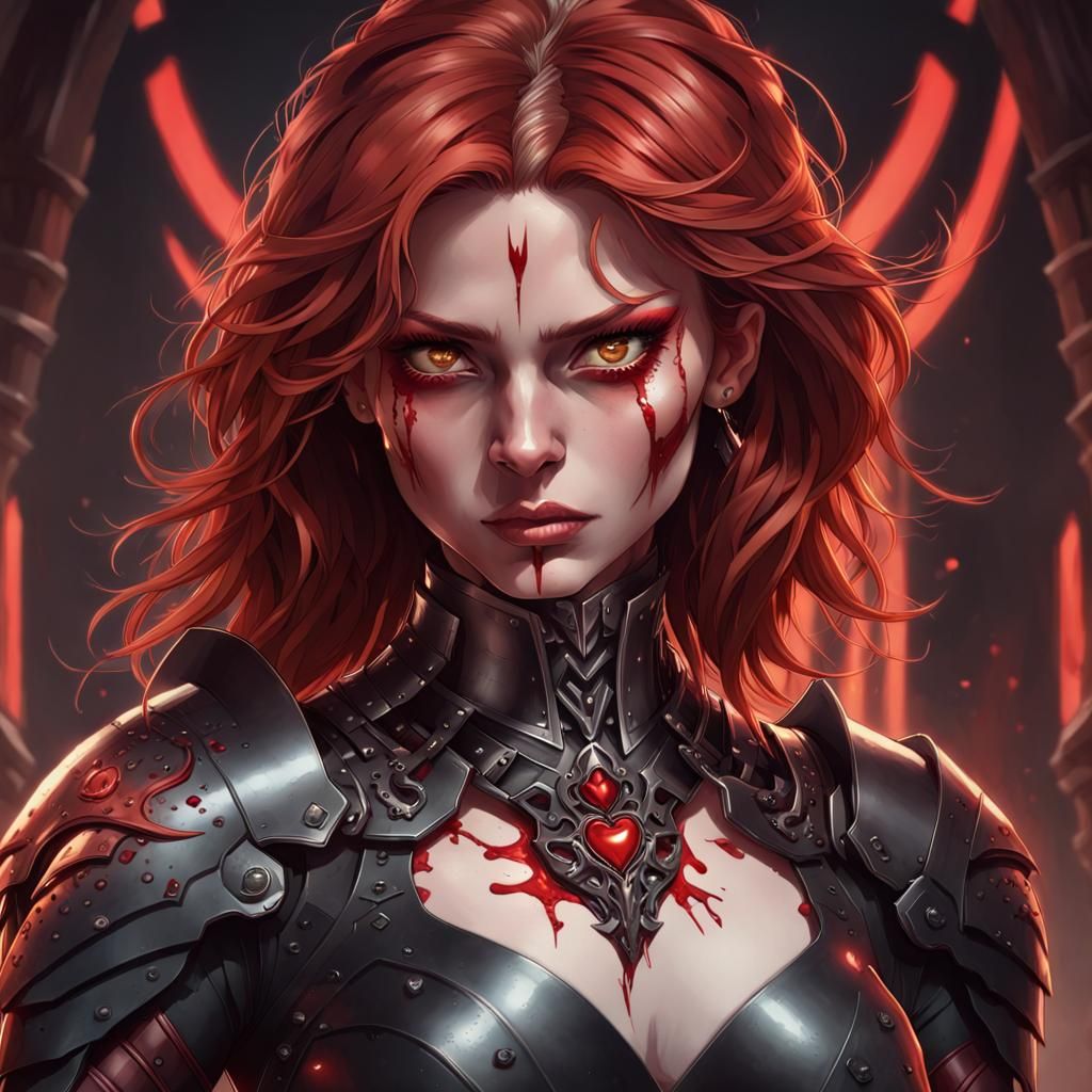 Demonic Warrior Woman in Hyperdetailed Armor