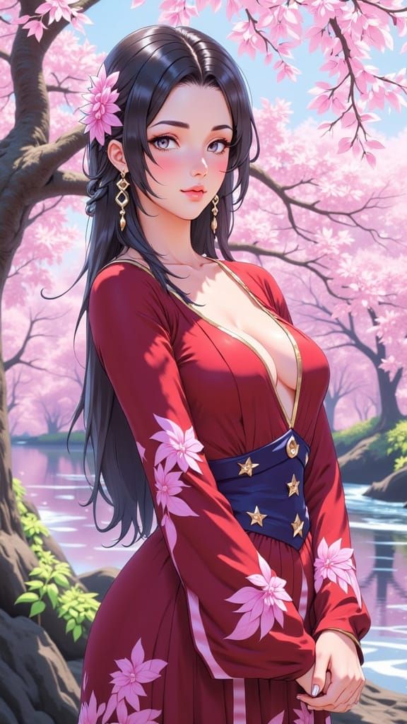 Majestic Boa Hancock on Ocean Shore in Pirate-Inspired Swims...