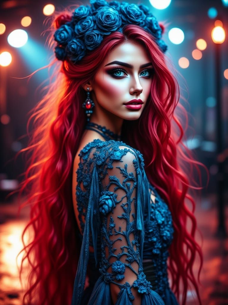 Gothic Tsaritsa in Ethereal Blue Gown