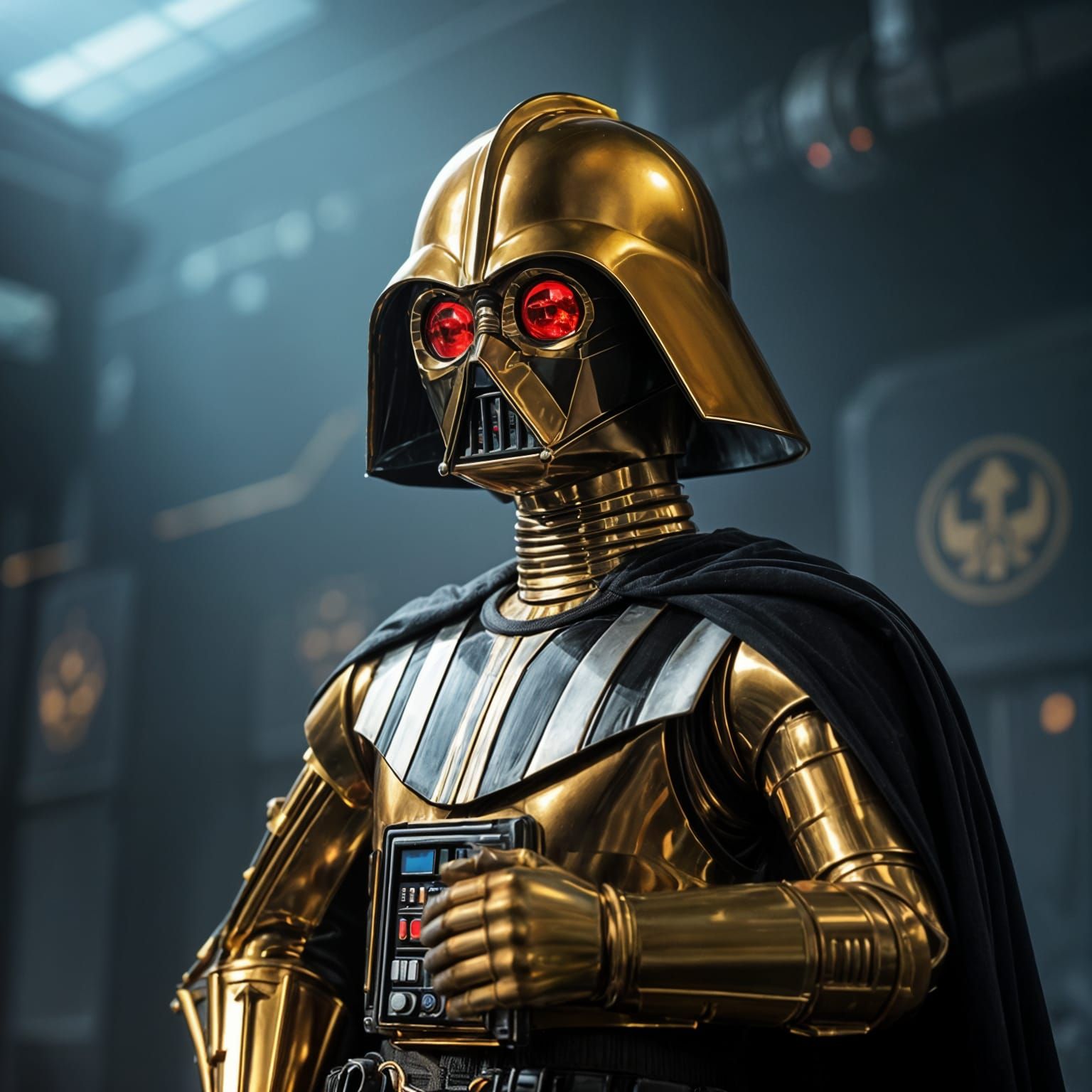C3PO Cosplaying as Darth Vader