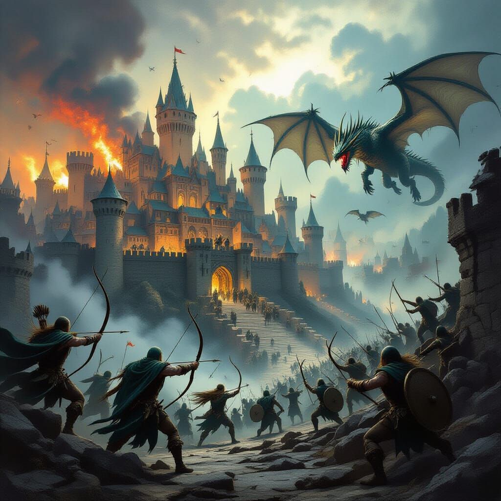 Epic Medieval Siege: Dragons, Goblins, and Heroes Defend Tow...