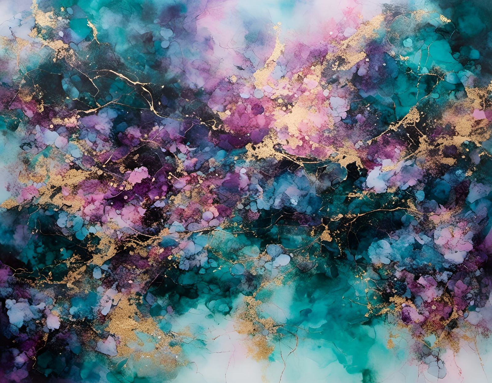 Abstract Snowscape in Alcohol Ink Style