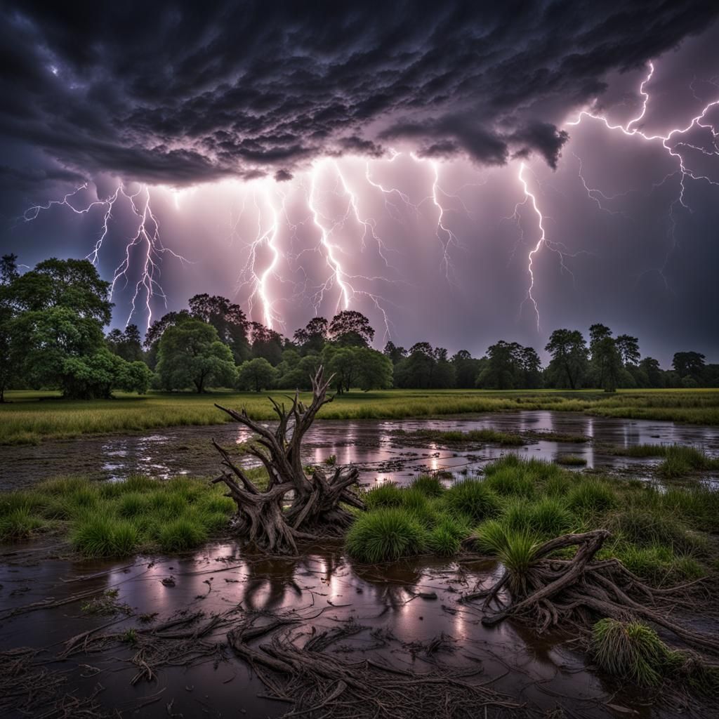 Intricate Lightning Storm with Extreme Detail
