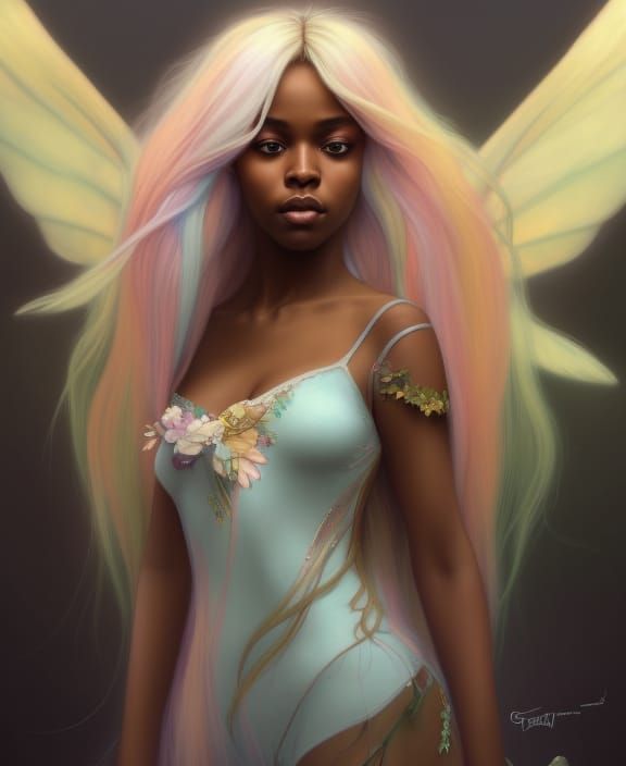 Rainbow Fairy Portrait in Detailed Digital Art