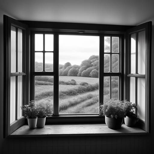 Edwardian Window to a Wild Black and White Garden