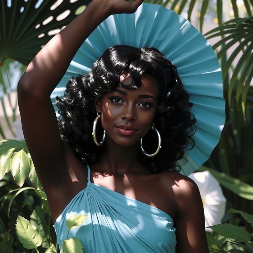 Macro Photograph of Smiling Woman in Tropical Garden