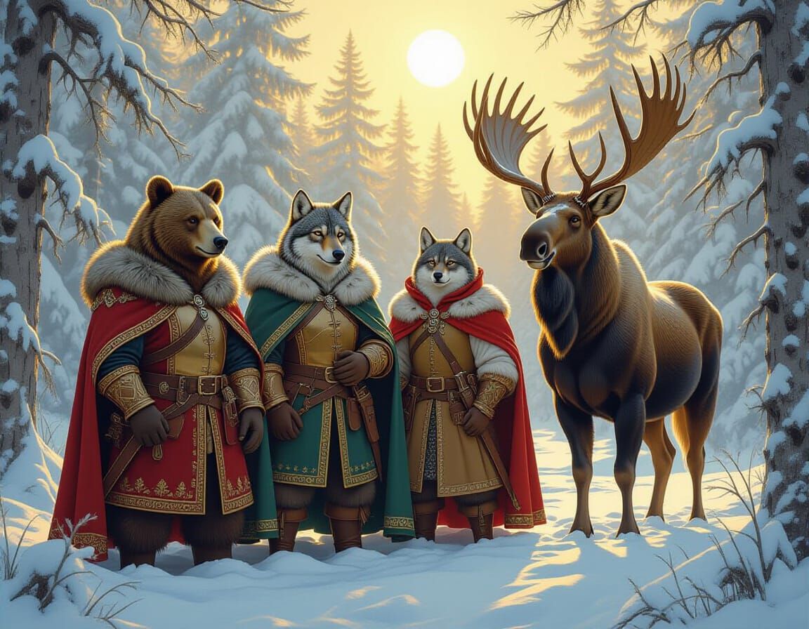 Medieval Animals on an Adventure in Pulp Art Style