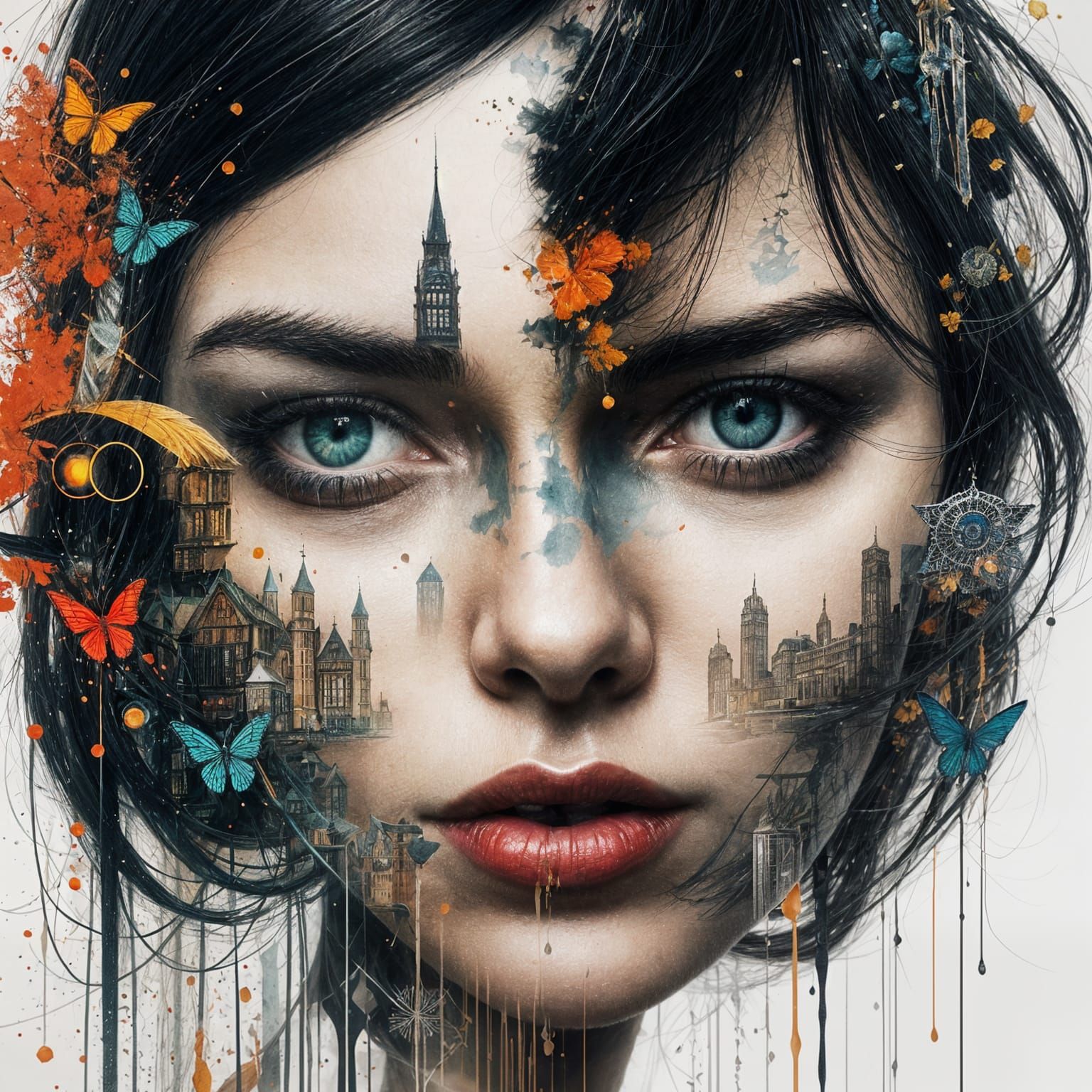 Hyperrealistic Double Exposure Artwork with Intricate Detail...