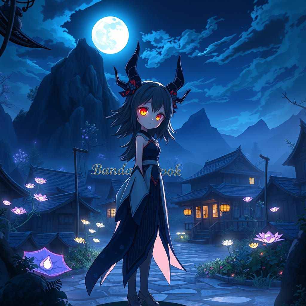 Mayari, Goddess of the Moon, in a Bioluminescent Village