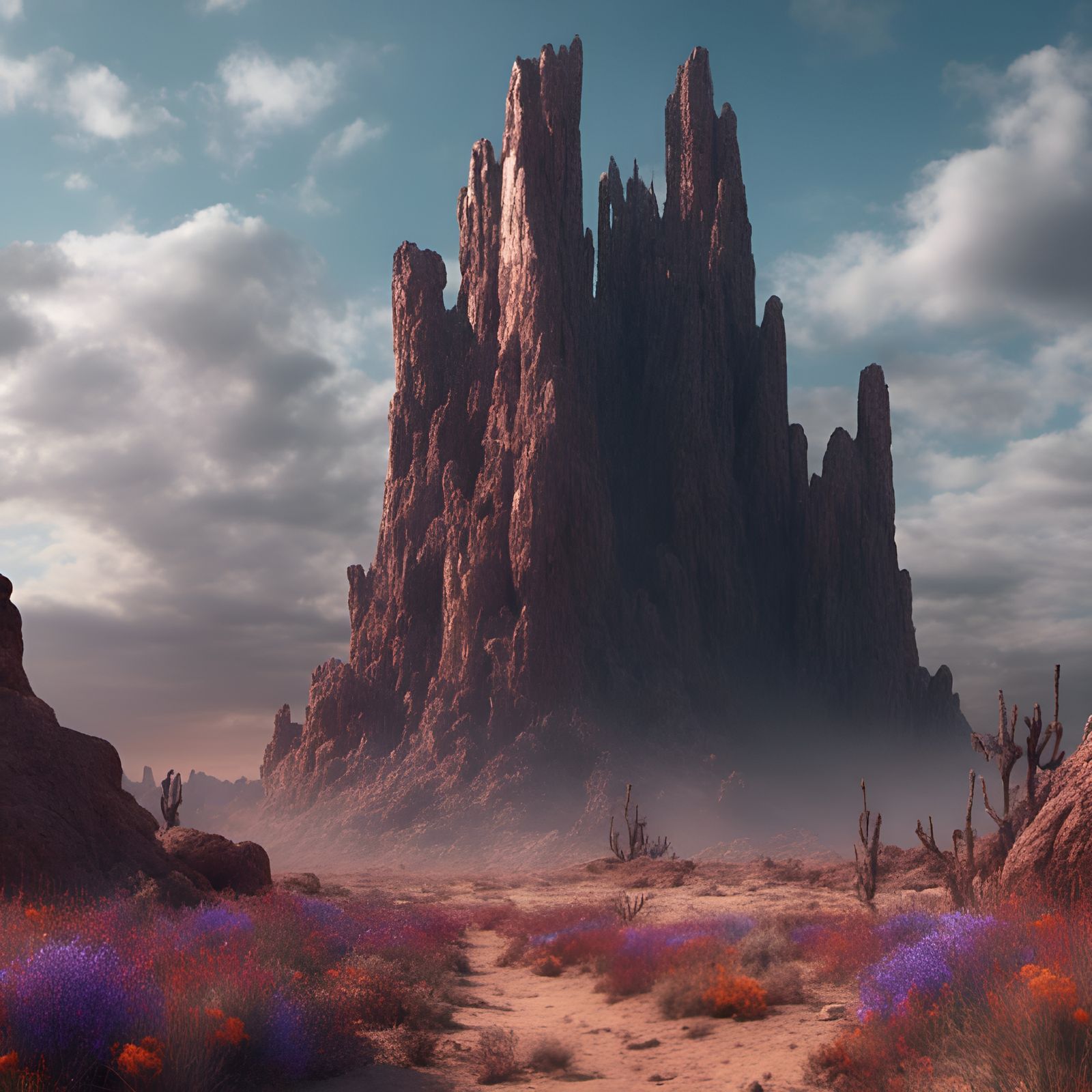 Desert Flower Monolith: Detailed Matte Painting