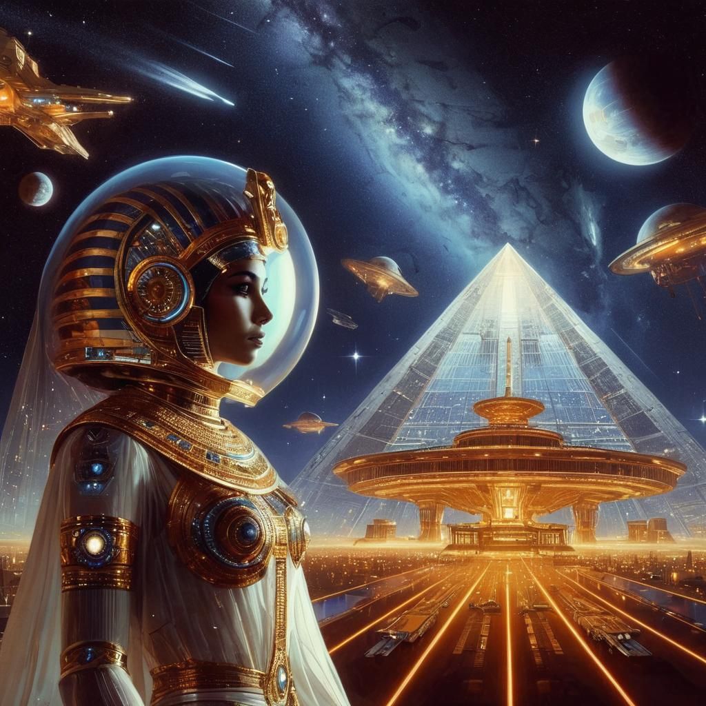 Queen Cleopatra as Astronaut in Sci-Fi Art