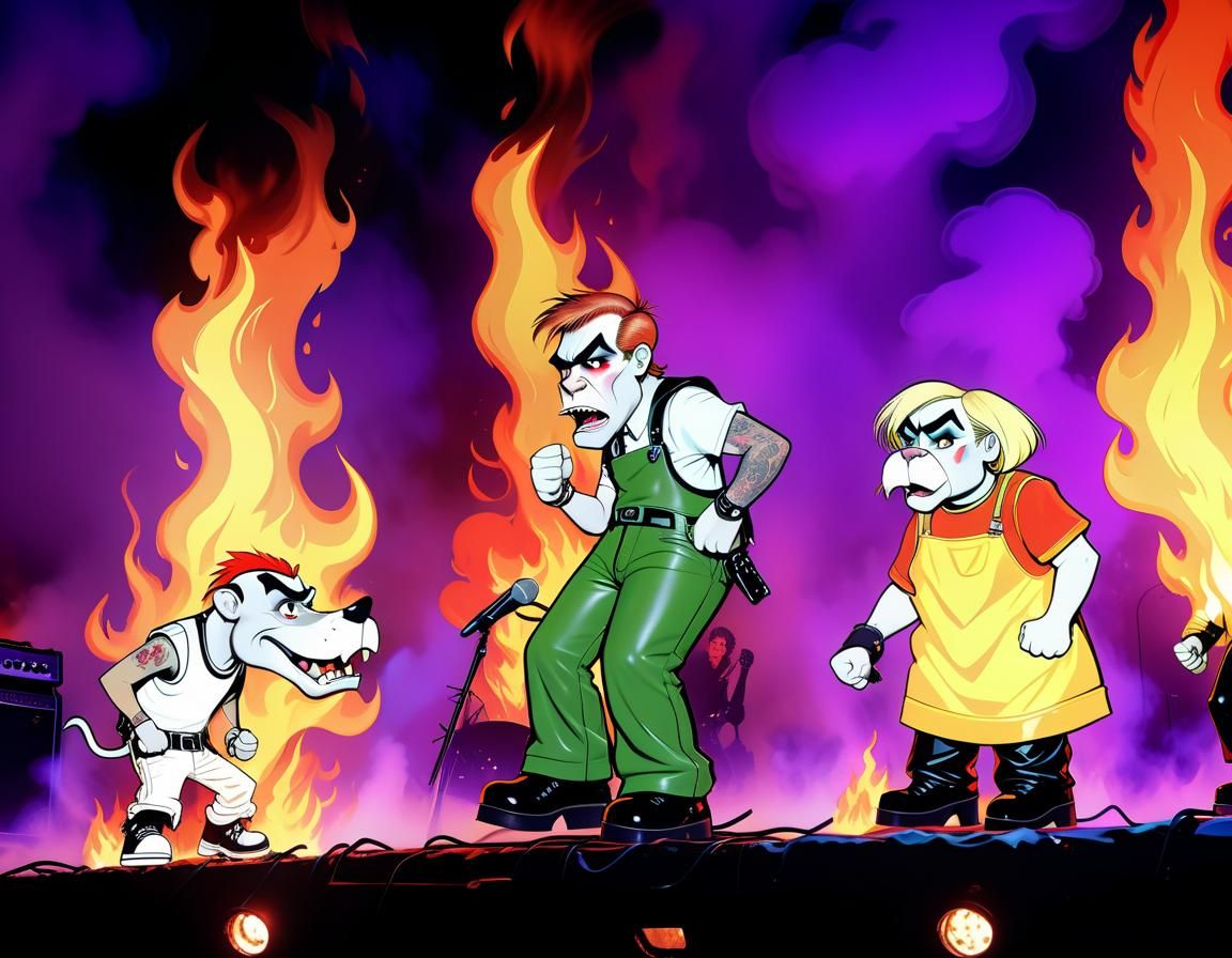Courage the Cowardly Dog Metal Band in Pop Art Style