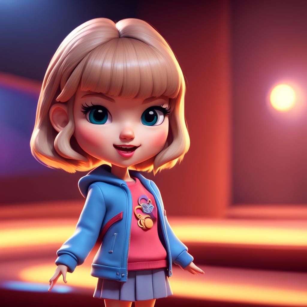 Cute Chibi Taylor Swift in 3D Digital Art