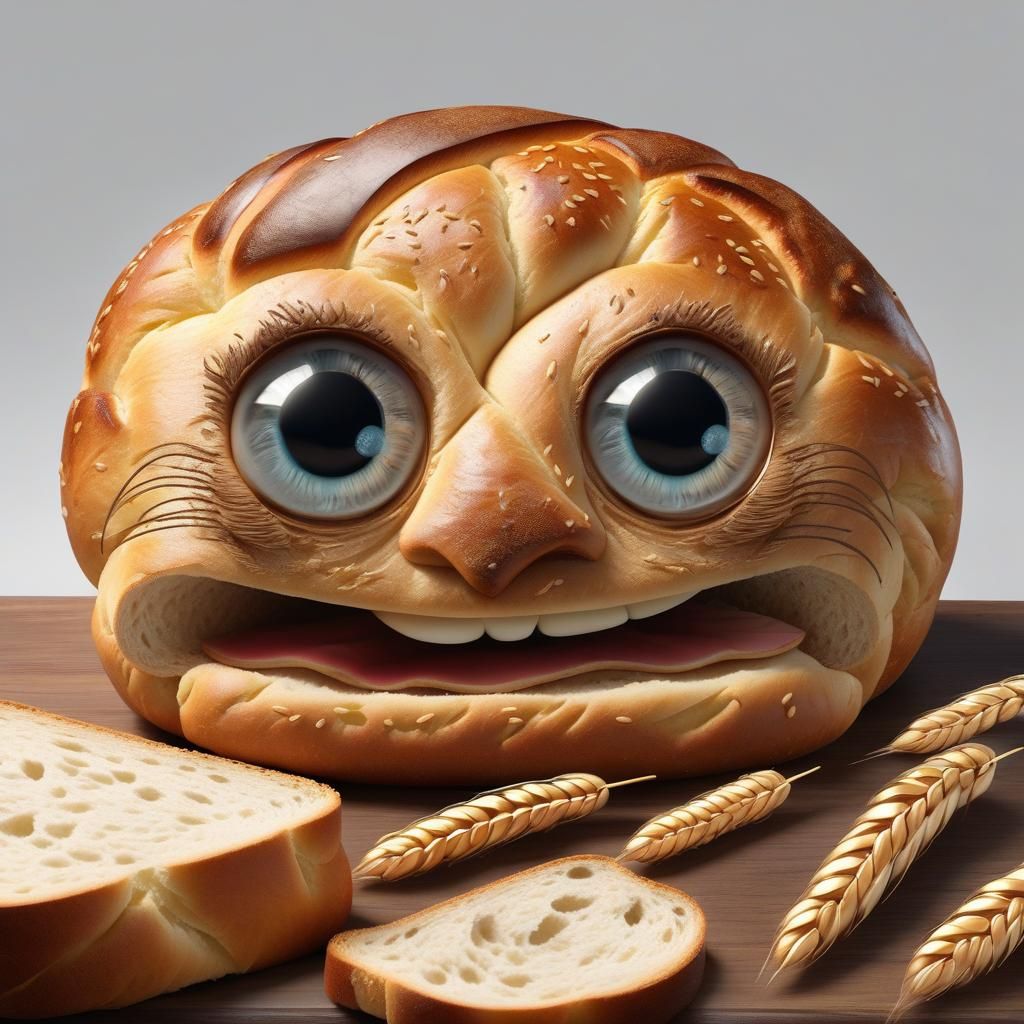 Hyperdetailed Bread with Face Concept Art