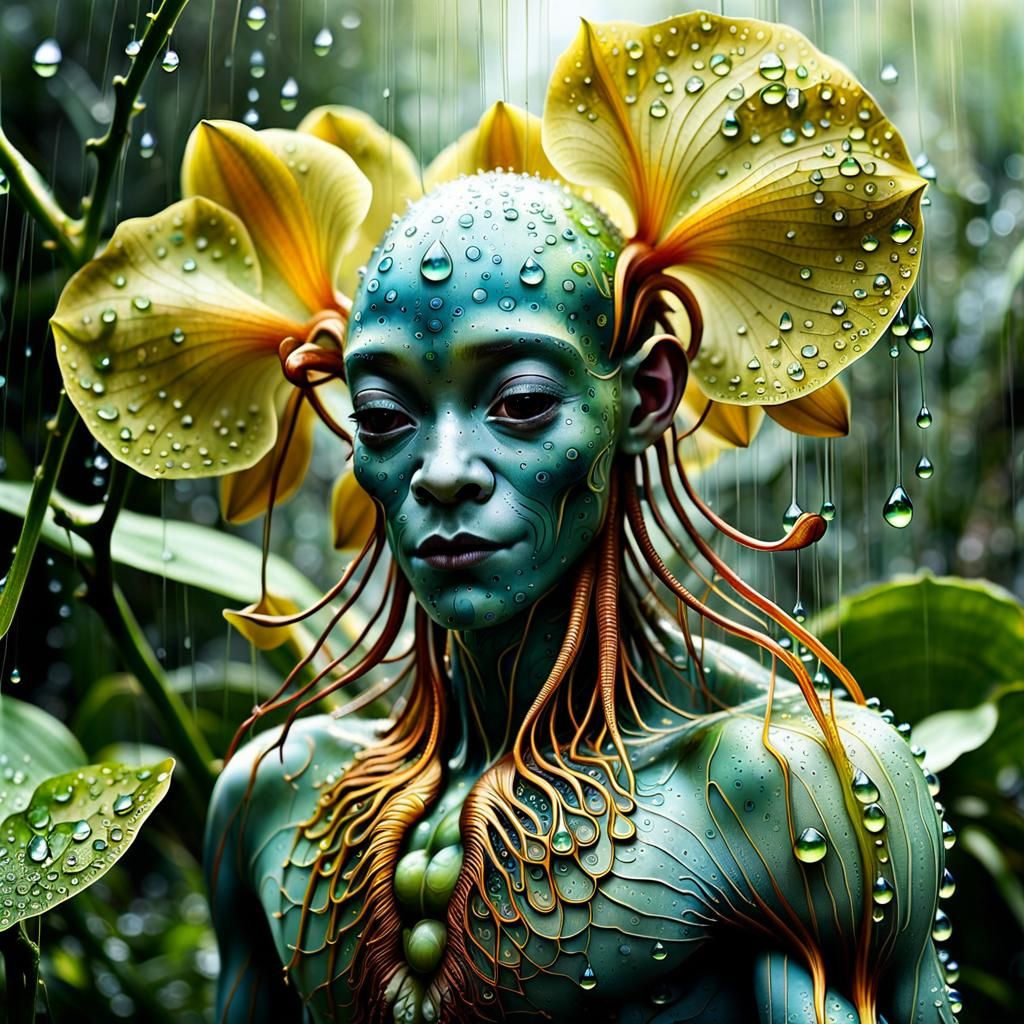 Intricate Alien Creature in Jungle, Hyperdetailed Art