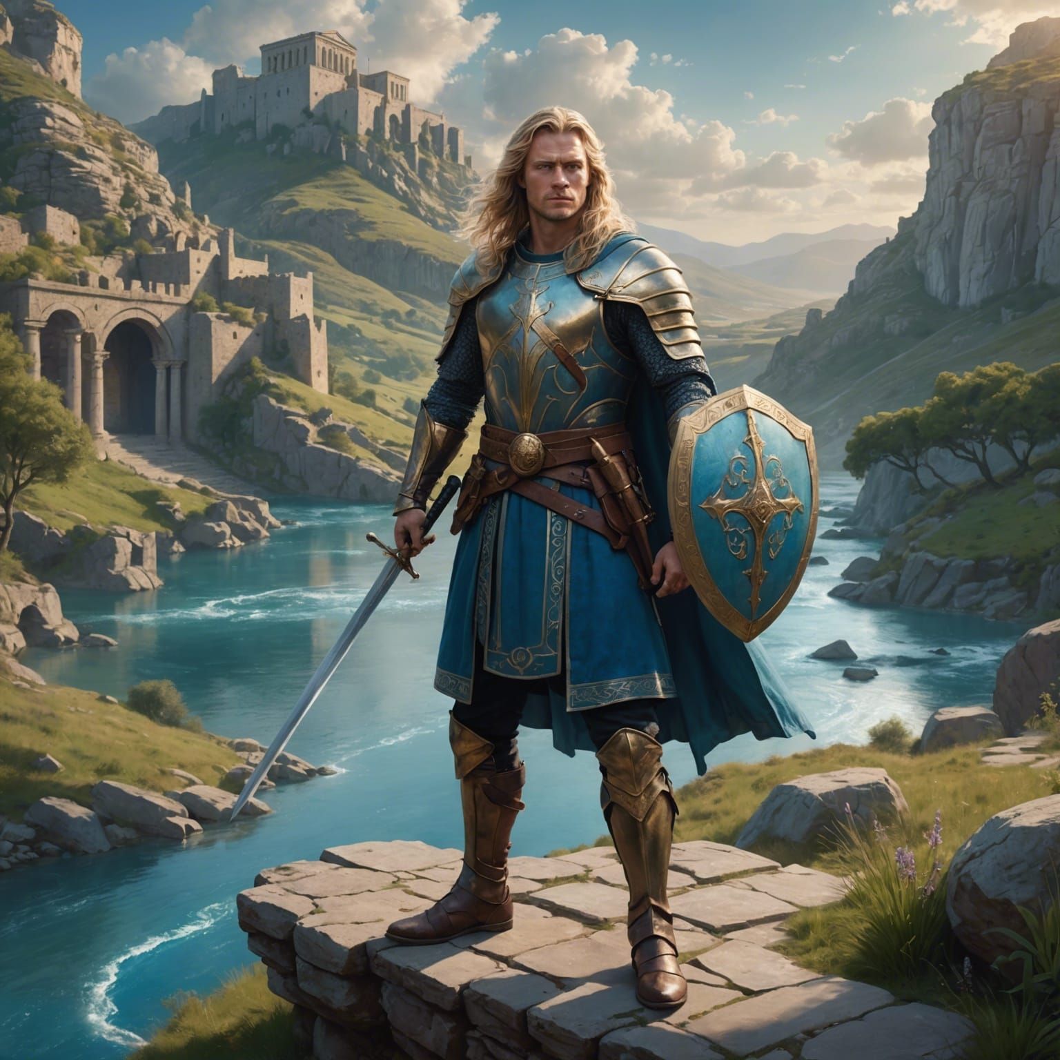 Order Warrior Portrait with Greek Temple