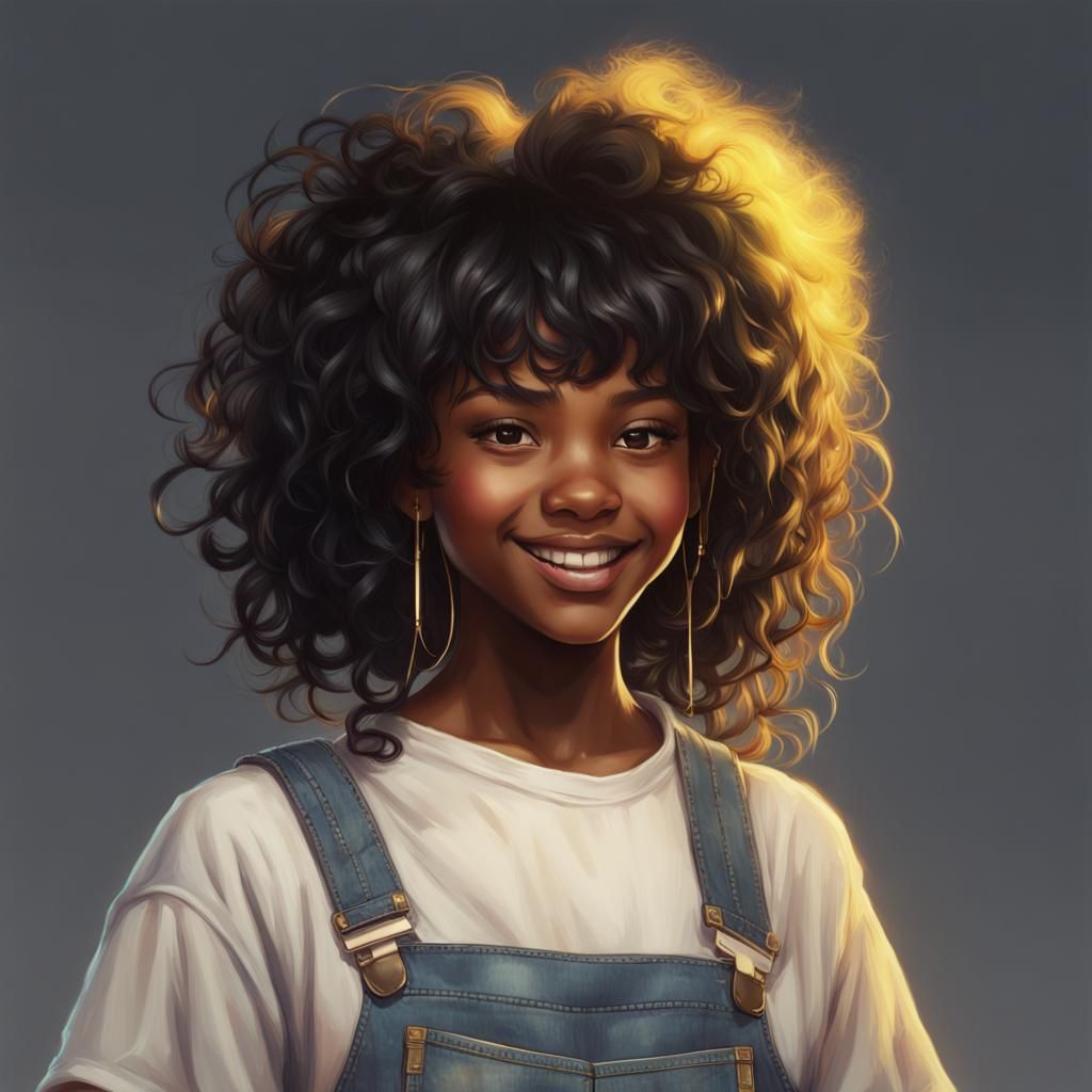 Detailed Portrait of Girl with Coily Hair