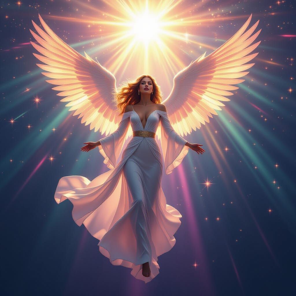 Radiant Angel Descends in Ethereal Golden Light