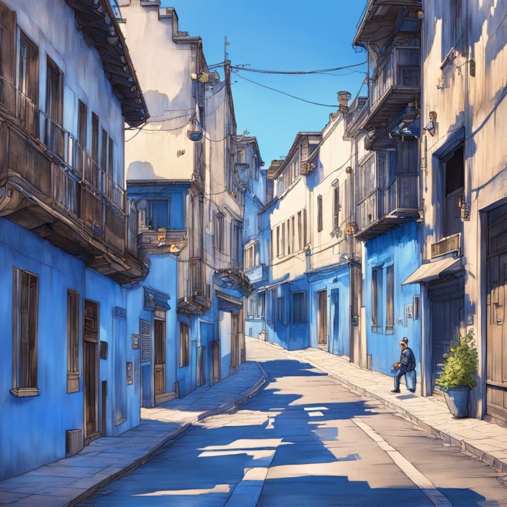 Blue Shadows Dance in City Streets