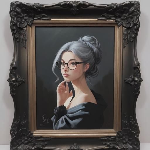 Assistant with Blue-Tinted Hair in Surrealist Style