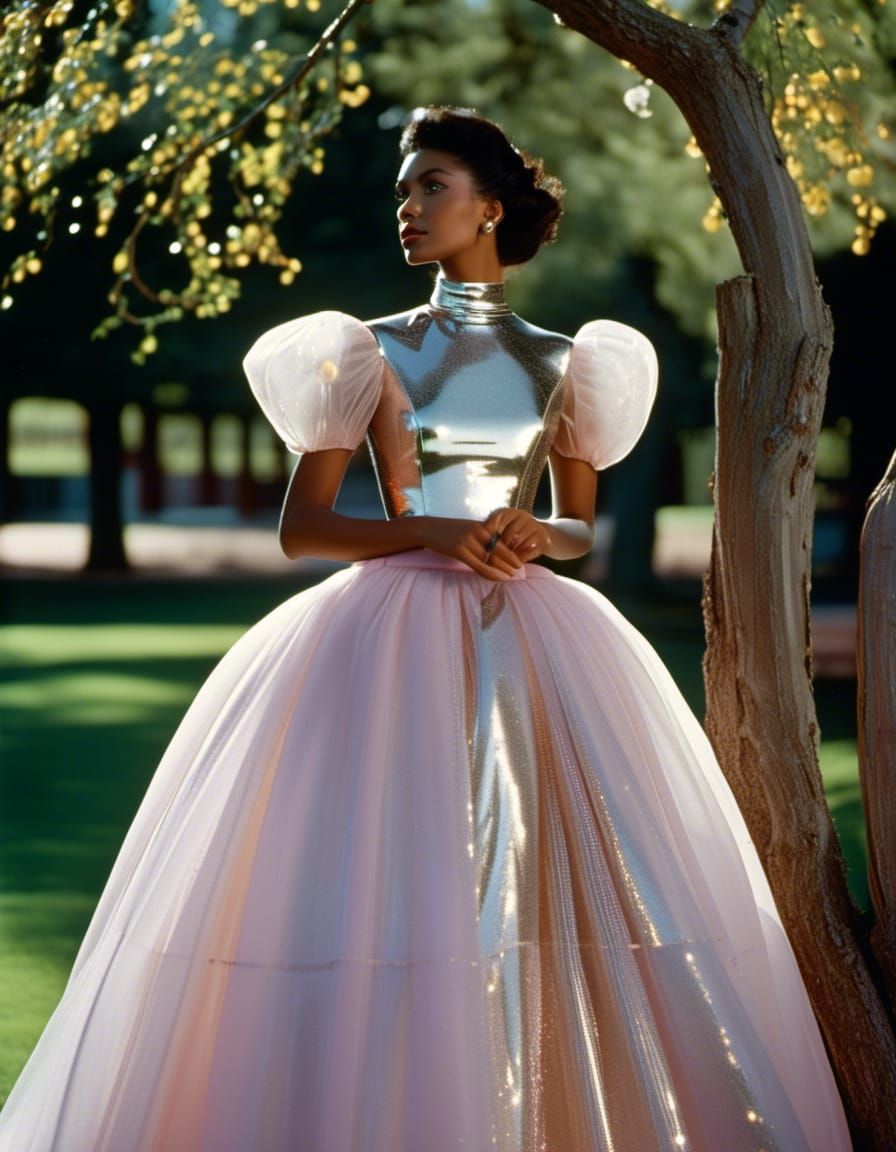 Sparkling Transparent Ballgown by the Pool