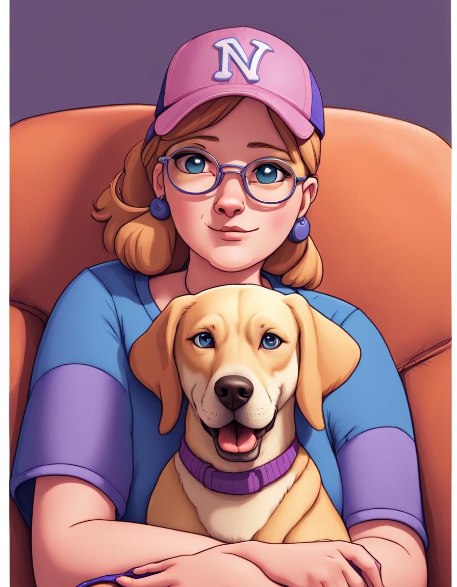 Woman and Labrador Portrait in Manga Style