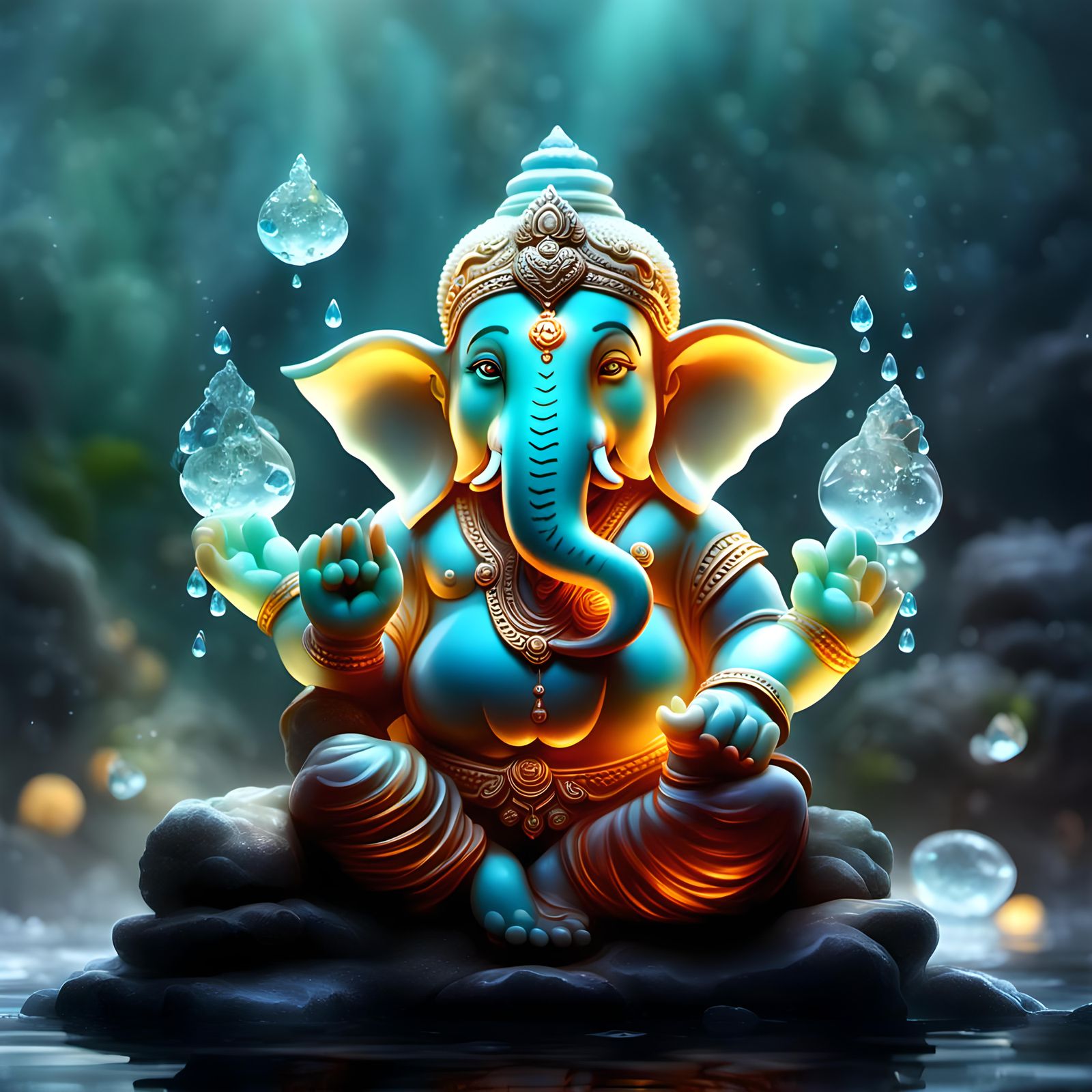Crystal Ganesha Digital Illustration