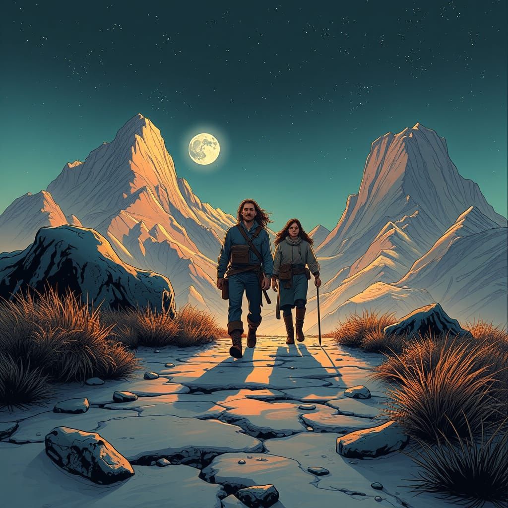 Lone Walker in Comic Book Art Style