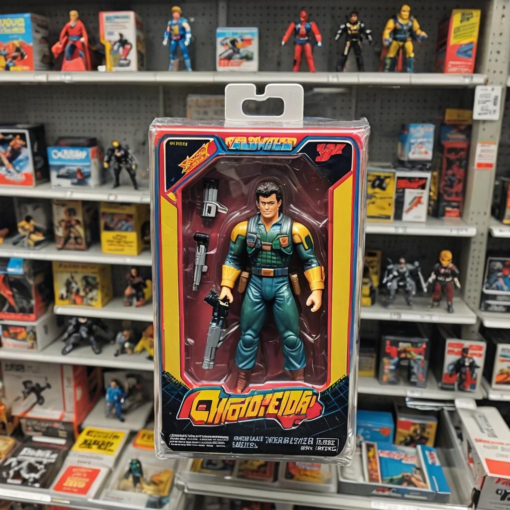 A 1980s action figurine still in its original packaging
