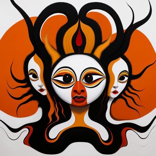Abstract Faces: An Aboriginal and Surrealist Oil Painting
