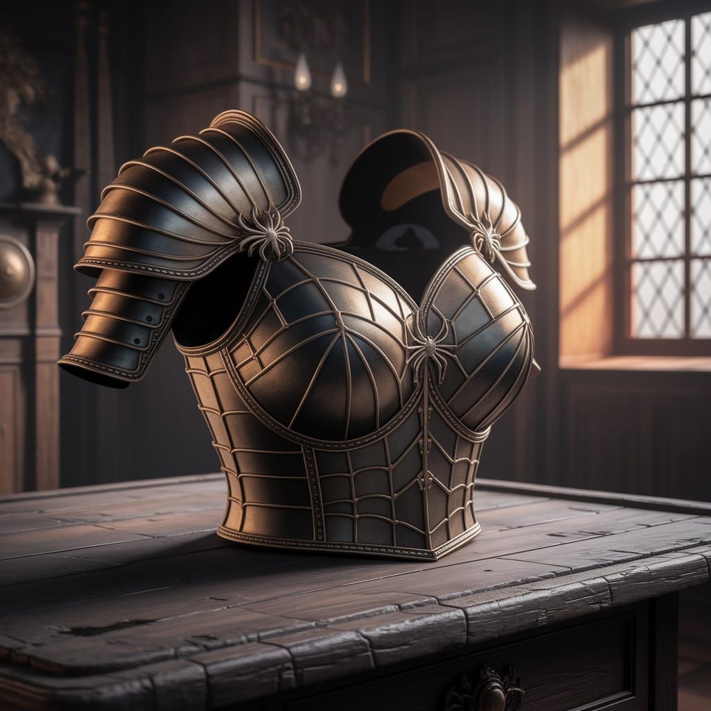 Surreal Fantasy Armor Piece in Golden Hues