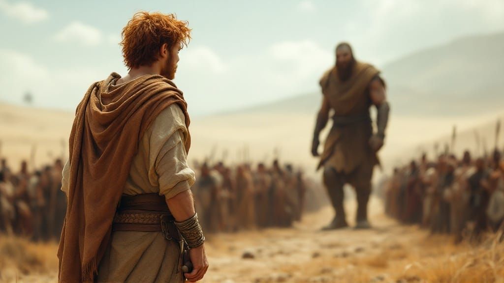 David and Goliath Duel, Dramatic Lighting