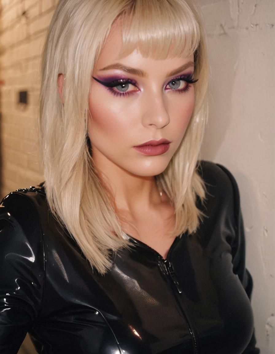 Latex Catsuit in Dark Alleyway: High-Fashion Photography